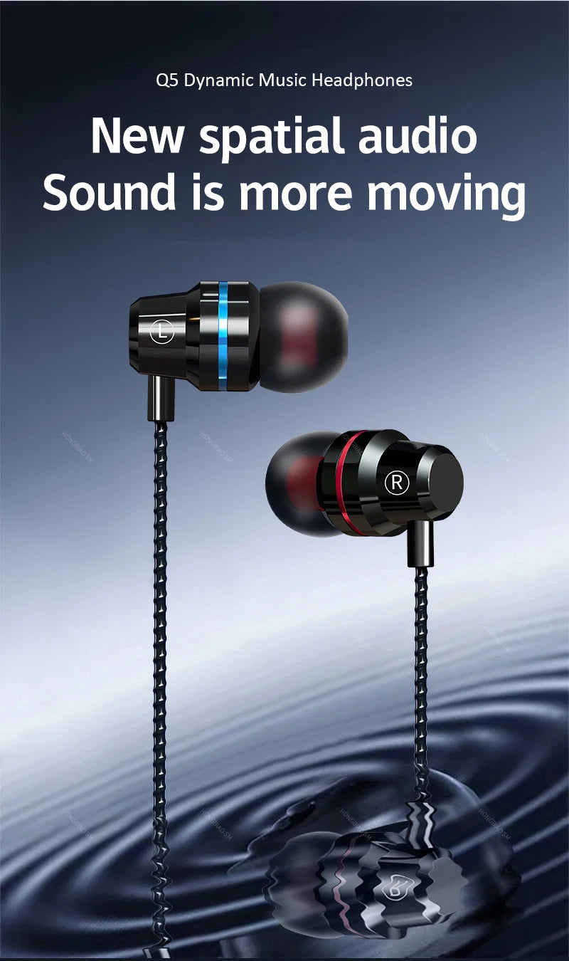 Gamer Wired Headphone Gaming Metal Earphone HiFi Bass Stereo 3.5mm-Pin Headset Noise Cancelling Earbud For Phone