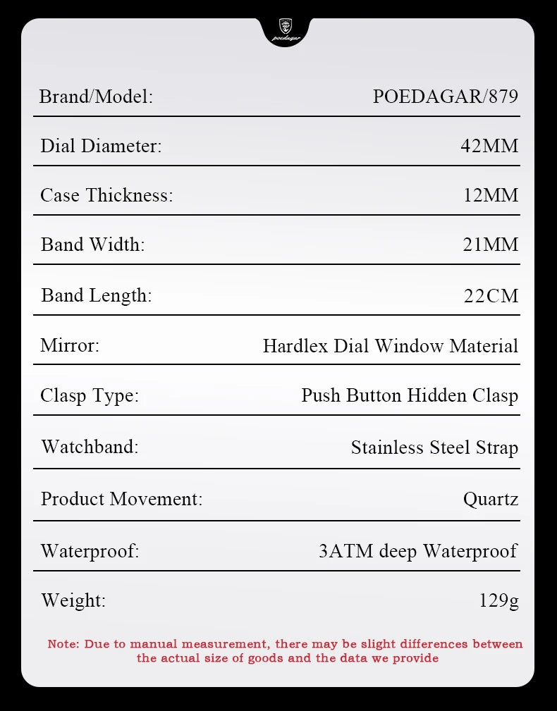 POEDAGAR Original Men Clock Sports Waterproof Luminous Chronograph Date Watch For Man Stainless Steel Quartz Men’s