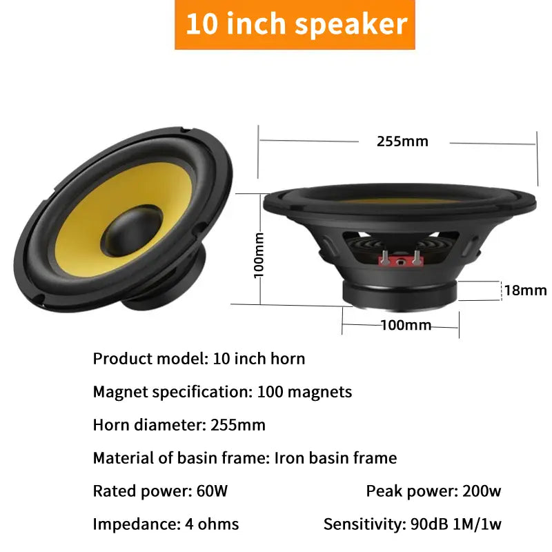 5/6/8/10 Inch Car Bass Speaker Coaxial Subwoofer HiFi Music
