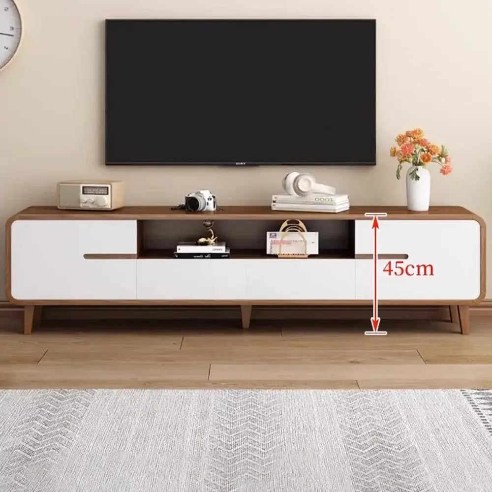 Modern storage TV stand retro glamour white wood-grain console