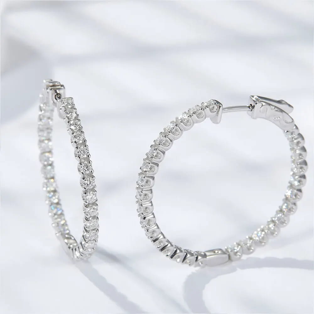 Hoop Moissanite Earrings for Women GRA Certified 2mm D VVS1
