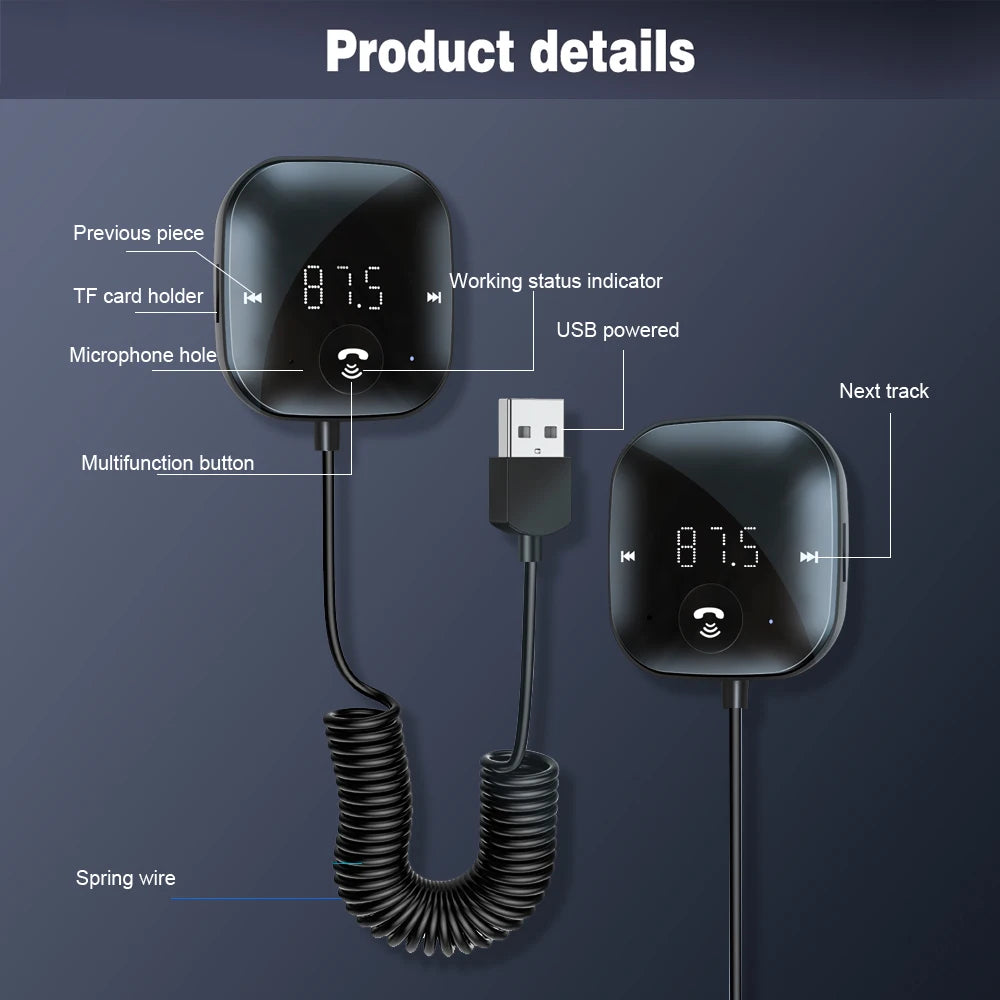 Gadpow Transmitter FM Bluetooth Car and Receiver Hands-Free Adapter Audio Mp3 Player