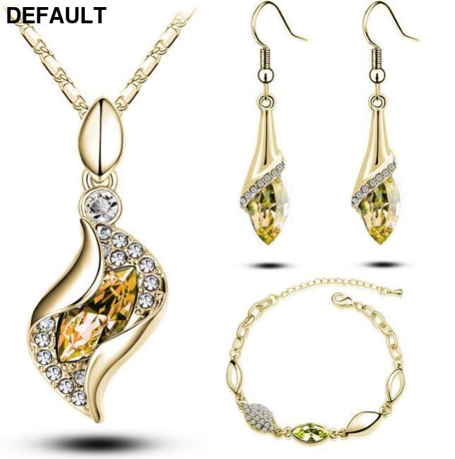 A Gold Filled Colorful Austrian Crystal Drop Jewelry Sets A10 Sterling Silver Necklace Necklaces