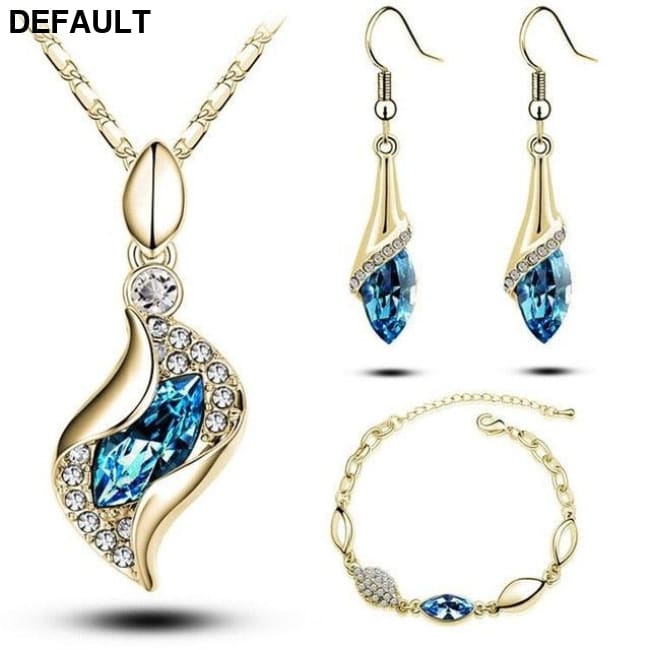 A Gold Filled Colorful Austrian Crystal Drop Jewelry Sets A2 Sterling Silver Necklace Necklaces
