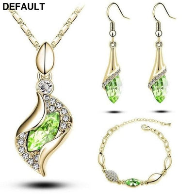 A Gold Filled Colorful Austrian Crystal Drop Jewelry Sets A4 Sterling Silver Necklace Necklaces