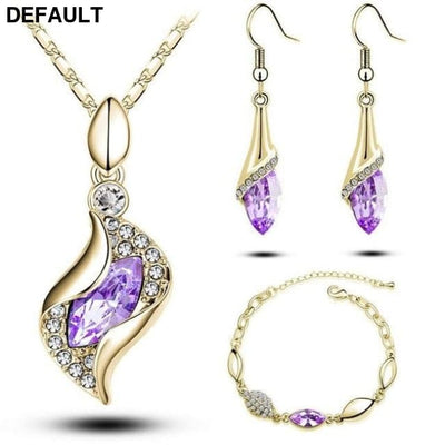A Gold Filled Colorful Austrian Crystal Drop Jewelry Sets A5 Sterling Silver Necklace Necklaces