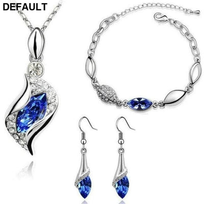 A Gold Filled Colorful Austrian Crystal Drop Jewelry Sets A8 Sterling Silver Necklace Necklaces
