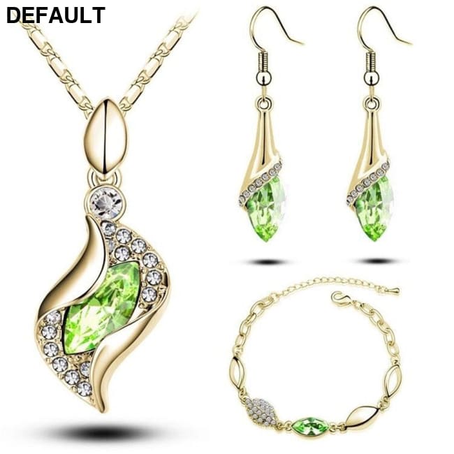 A Gold Filled Colorful Austrian Crystal Drop Jewelry Sets Sterling Silver Necklace Necklaces