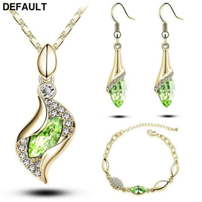 A Gold Filled Colorful Austrian Crystal Drop Jewelry Sets Sterling Silver Necklace Necklaces