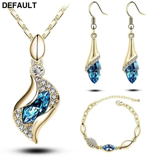 A Gold Filled Colorful Austrian Crystal Drop Jewelry Sets Sterling Silver Necklace Necklaces