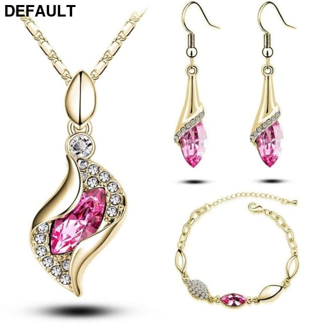 A Gold Filled Colorful Austrian Crystal Drop Jewelry Sets Sterling Silver Necklace Necklaces