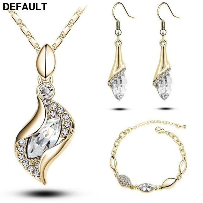 A Gold Filled Colorful Austrian Crystal Drop Jewelry Sets Sterling Silver Necklace Necklaces