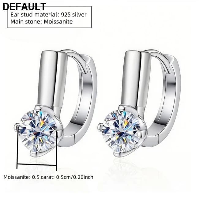 A pair of 925 silver 0.5 carat*2 four-claw round moissanite earrings for men and women Men Earrings