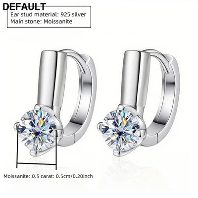 A pair of 925 silver 0.5 carat*2 four-claw round moissanite earrings for men and women Men Earrings