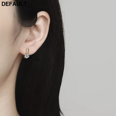 A pair of 925 silver 0.5 carat*2 four-claw round moissanite earrings for men and women Men Earrings