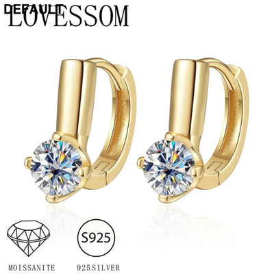 A pair of 925 silver 0.5 carat*2 four-claw round moissanite earrings for men and women Men Earrings