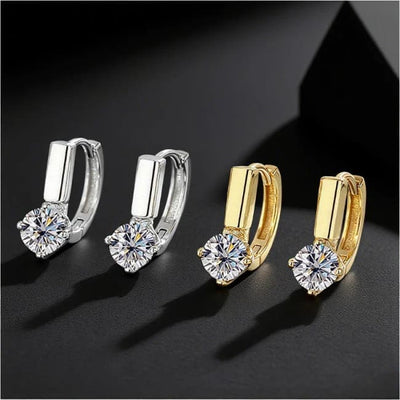 A pair of 925 silver 0.5 carat*2 four-claw round moissanite earrings for men and women Men Earrings