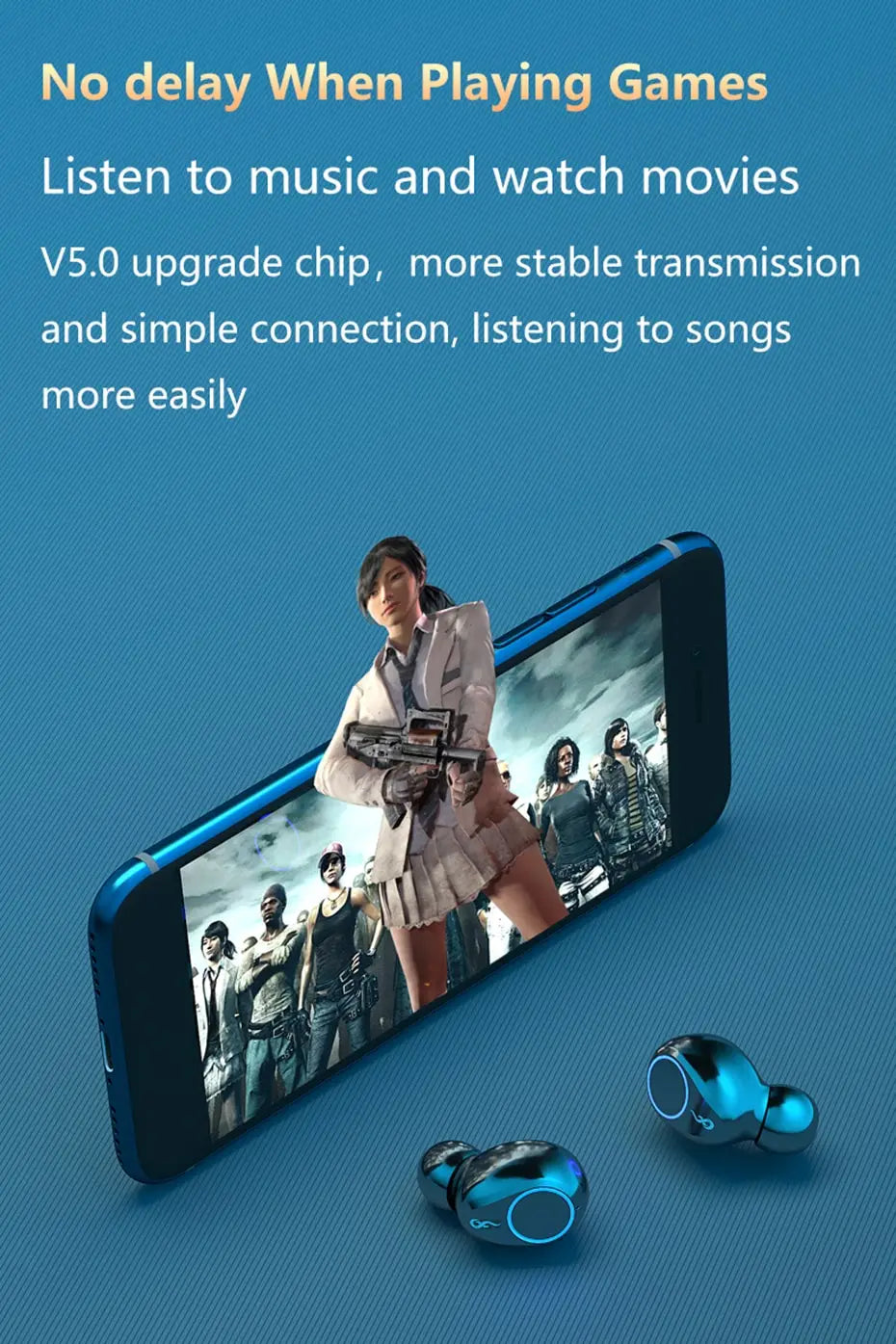 TWS Wireless Bluetooth 5.0 Earphone 9D HiFi Stereo Sport Waterproof Headphones Touch Mini Earbuds Headset with 2000mAh