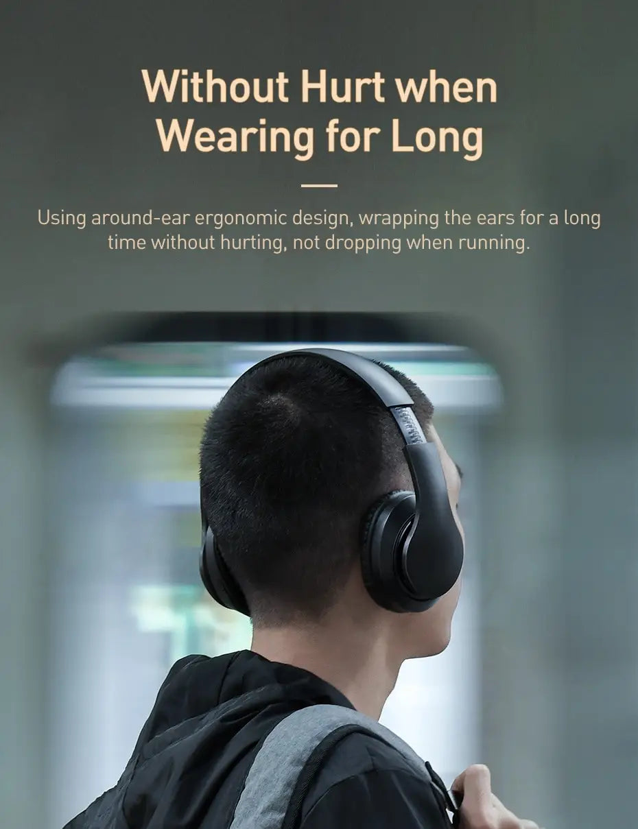 Baseus D07 Wireless Headphone Bluetooth 5.0 Earphone Handsfree Mega Bass Headset Ear HeadPhone For iPhone Xiaomi Huawei
