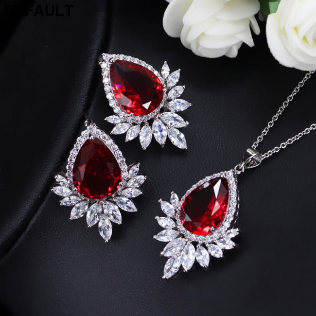 AAA jewelry chain bridal banquet dinner Set Red Sterling Silver Necklace Sets Necklaces