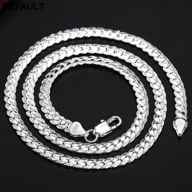 AGLOVER 925 Sterling Silver 20 Inch 18k Gold 6mm Full / 18cm Necklaces Jewelry
