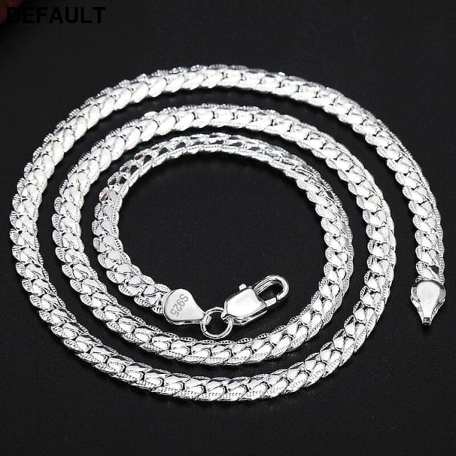 AGLOVER 925 Sterling Silver 20 Inch 18k Gold 6mm Full Necklaces Jewelry