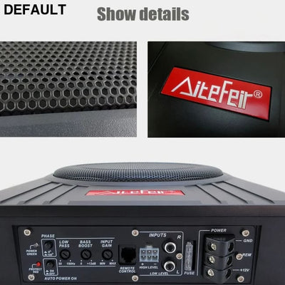 AiteFeir 10inch 1500W Universal Car Audio Active Subwoofer Speaker Maximum Power Square Ultra-Thin Auto Subwoofers &