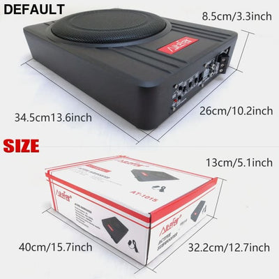 AiteFeir 10inch 1500W Universal Car Audio Active Subwoofer Speaker Maximum Power Square Ultra-Thin Auto Subwoofers &