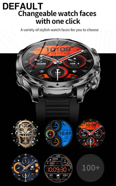 AK75 Smart Watch Flashlight Men Outdoors Sports Fitness Tracker 700mah Large Battery BT Calling LED Light Smartwatch