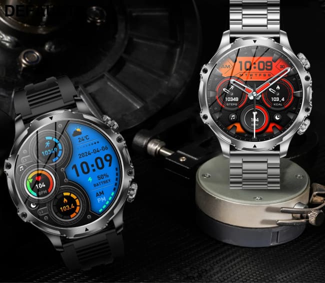 AK75 Smart Watch Flashlight Men Outdoors Sports Fitness Tracker 700mah Large Battery BT Calling LED Light Smartwatch