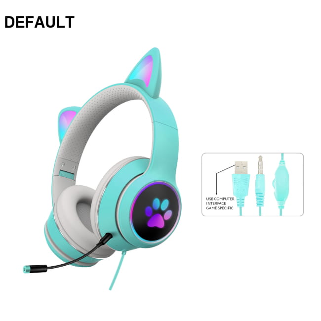 AKZ-022 RGB Luminous Cat Ear Headset Wired Gaming Light Blue Headphones Best Selling Products Headsets