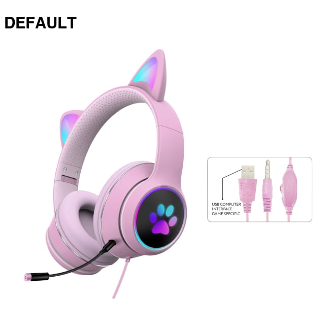 AKZ-022 RGB Luminous Cat Ear Headset Wired Gaming Pink Headphones Best Selling Products Headsets