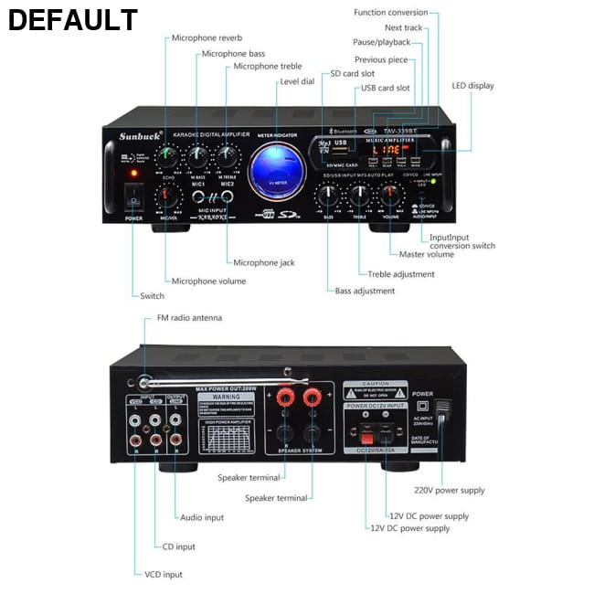 Amplificador Bluetooth AV Power Audio Amplifier Board Home Receiver Amplifiers
