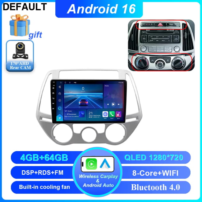 Android 16 Car DVD For Hyundai I20 2010 2012 2013 2014 Auto 4-64G CAM GPS Players