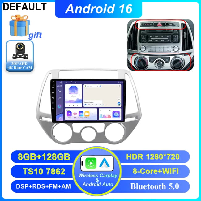 Android 16 Car DVD For Hyundai I20 2010 2012 2013 2014 Auto 8-128 CAM Wifi