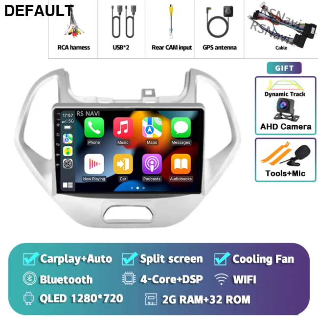 Android 16 Carplay Auto Car Radio For Ford FIGO KA 2G-32G CAM Audio Receiver Components