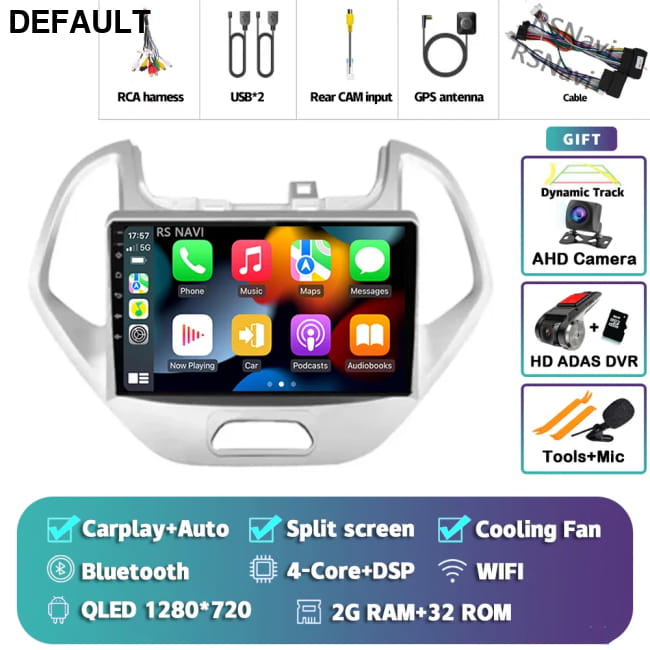 Android 16 Carplay Auto Car Radio For Ford FIGO KA 2G-32G CAM DVR Audio Receiver Components