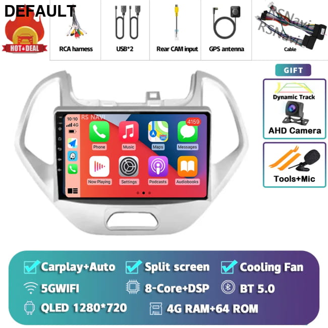 Android 16 Carplay Auto Car Radio For Ford FIGO KA 4G-64G CAM Audio Receiver Components