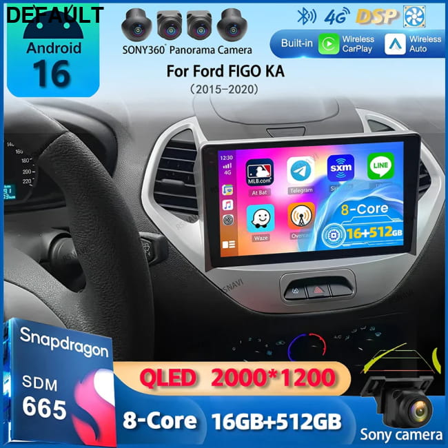 Android 16 Carplay Auto Car Radio For Ford FIGO KA Audio Receiver Components