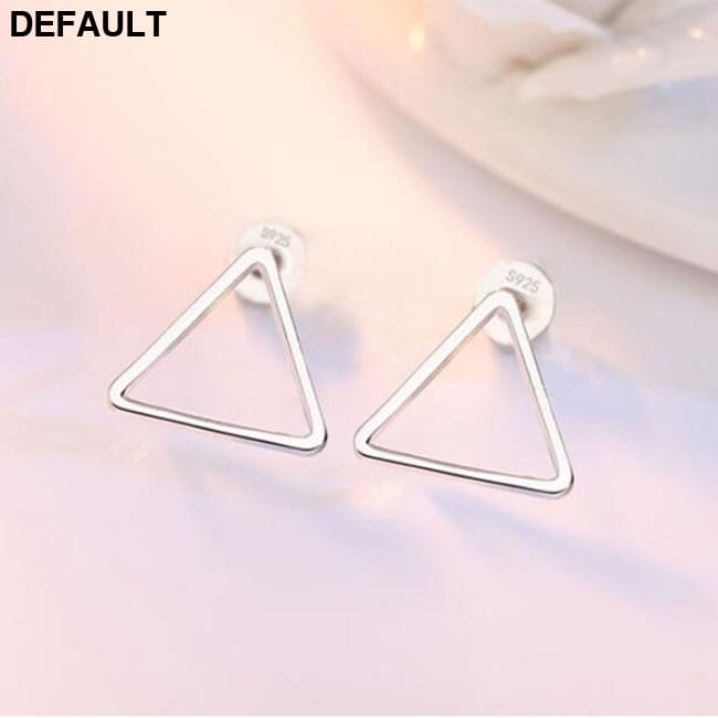 ANENJERY 925 Sterling Silver Simple Geometric Circle Square Triangle Stud Earrings For Women Gift Oorbellen S-E535