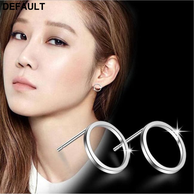 ANENJERY 925 Sterling Silver Simple Geometric Circle Square Triangle Stud Earrings For Women Gift Oorbellen S-E535