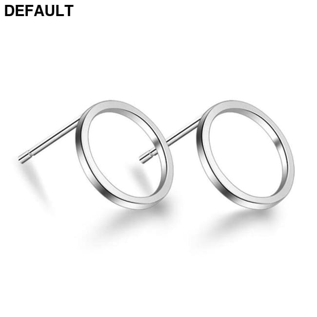 ANENJERY 925 Sterling Silver Simple Geometric Circle Square Triangle Stud Earrings For Women Gift Oorbellen S-E535