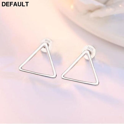 ANENJERY 925 Sterling Silver Simple Geometric Circle Square Triangle Stud Earrings For Women Gift Oorbellen S-E535