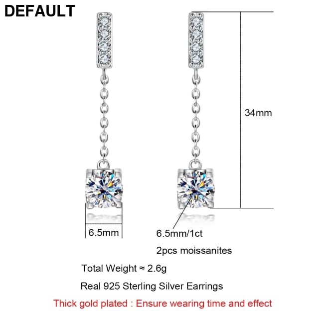 AnuJewel 1 Carat D Color Moissanite Diamond Classic Earrings 18K White Gold Plated Charm For Women Jewelry Wholesale