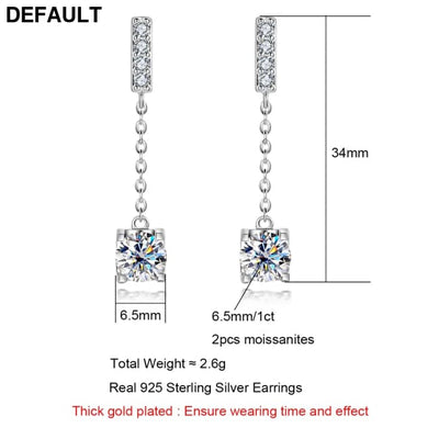 AnuJewel 1 Carat D Color Moissanite Diamond Classic Earrings 18K White Gold Plated Charm For Women Jewelry Wholesale