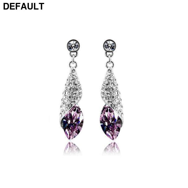 Austrian element Crystal Necklace Earrings Jewelry Sets Purple earring Sterling Silver Necklaces