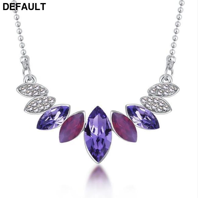 Austrian element Crystal Necklace Earrings Jewelry Sets Purple Sterling Silver Necklaces