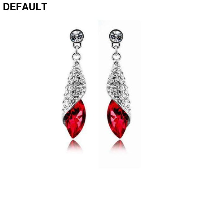 Austrian element Crystal Necklace Earrings Jewelry Sets Red earring Sterling Silver Necklaces