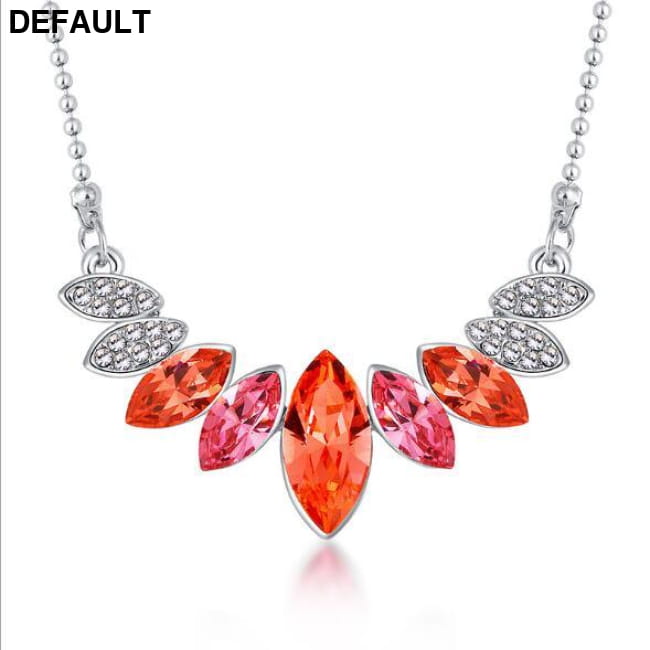 Austrian element Crystal Necklace Earrings Jewelry Sets Red Sterling Silver Necklaces