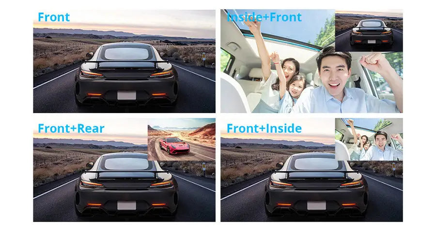 HD 1080p Driving Recorder Three-lens Same Display